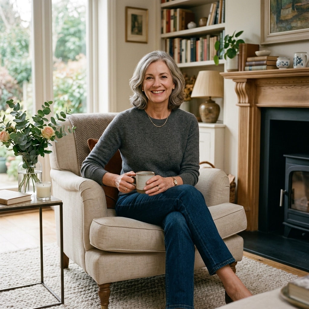 40. Cashmere Sweater with Straight-Leg Jeans