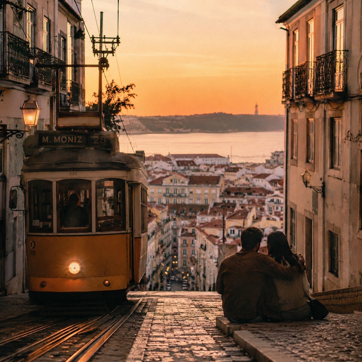 A view over Lisbon at sunset